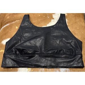 OFFLINE by Aerie Black Cracked Foil Metallic Medium Support Sports Bra XL NWT